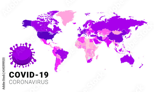 Coronavirus Covid-19 map confirmed cases report worldwide globally. Coronavirus disease 2019 situation update worldwide. Maps show where the coronavirus has spread. vector illustration. (ID: 345999551)