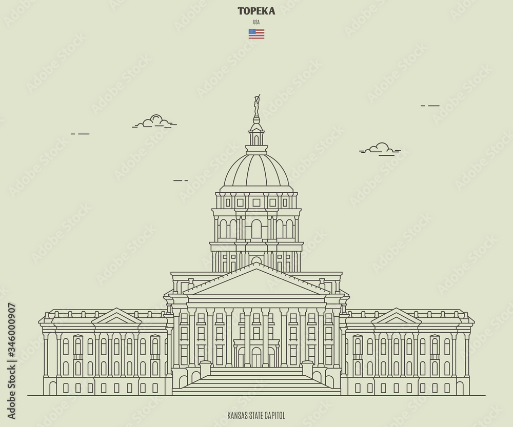 Kansas State Capitol in Topeka, USA. Landmark icon