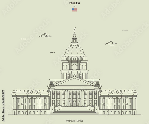 Kansas State Capitol in Topeka, USA. Landmark icon