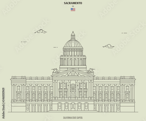 California State Capitol in Sacramento, USA. Landmark icon