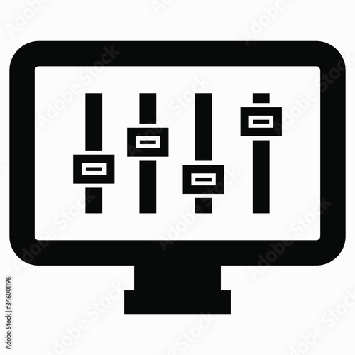 Display settings icon. Monitor installation. Commercial line vector icon for websites and mobile minimalistic flat design.