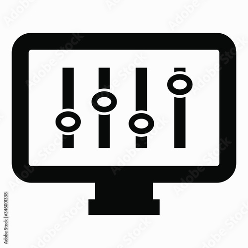 Display settings icon. Monitor installation. Commercial line vector icon for websites and mobile minimalistic flat design.