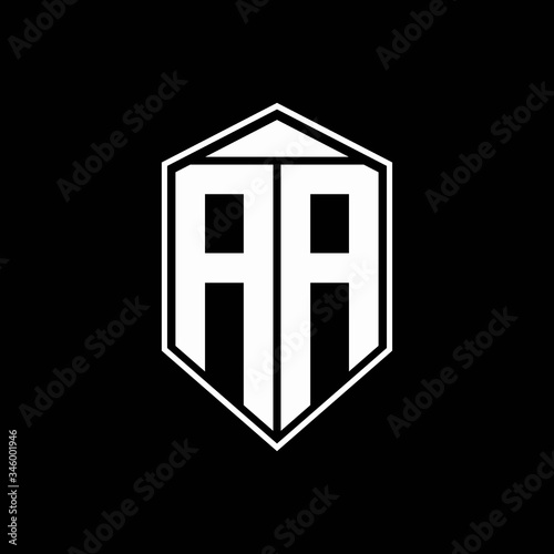 AA logo monogram with emblem shape combination tringle on top design template photo