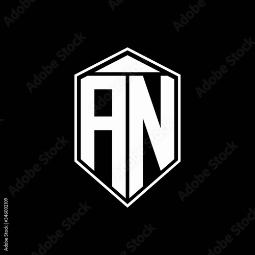AN logo monogram with emblem shape combination tringle on top design template