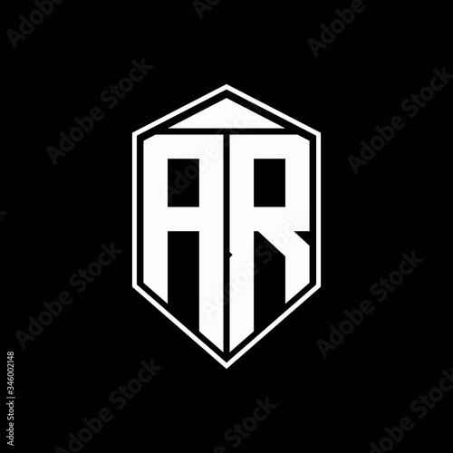 AR logo monogram with emblem shape combination tringle on top design template