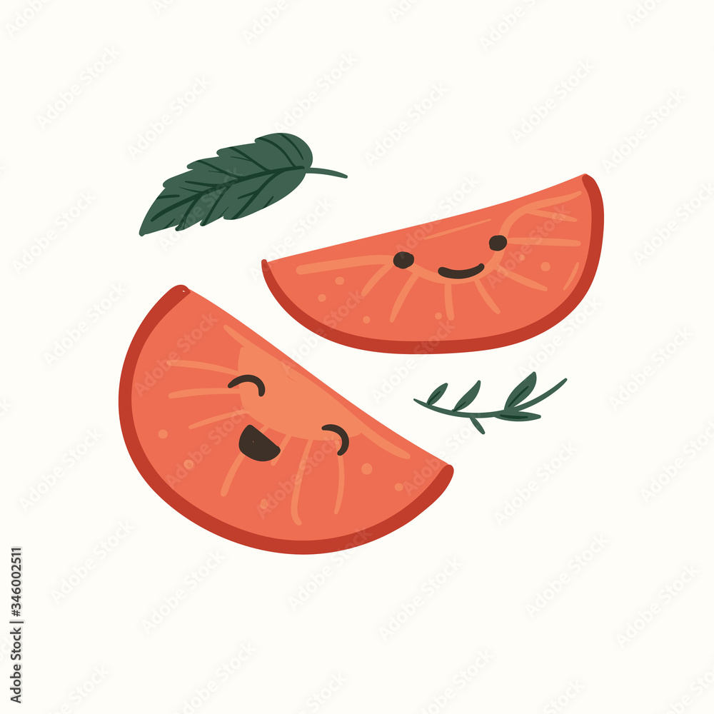 Fresh red tomatoes vector illustrations. hand draw cartoon Scandinavian nordic design style for fashion or interior or cover or textile or background. Fresh red tomatoes vector illustrations. hand draw cartoon Scandinavian nordic design style for fashion or interior or cover or textile or background.