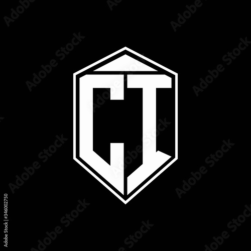 CI logo monogram with emblem shape combination tringle on top design template
