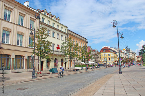 Modern architecture and street in Polish capital Warsaw