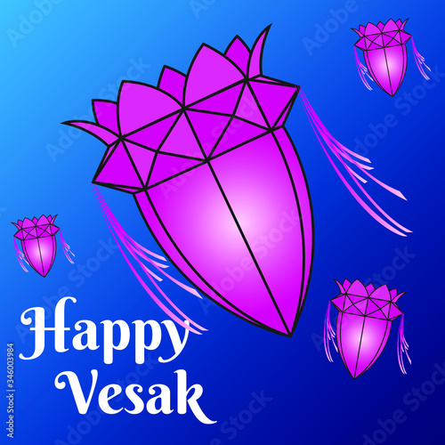 vector Vesak lantern with blue background