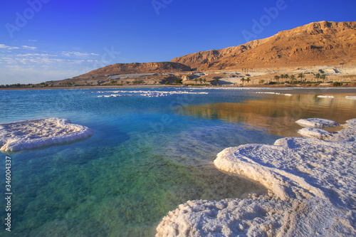 Salt deposits  typical landscape of the Dead Sea.
