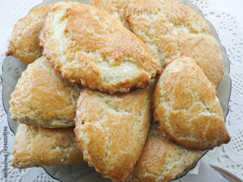Blush, fresh curd cakes baked for tea