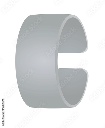 Grey silver wide ring. vector illustration
