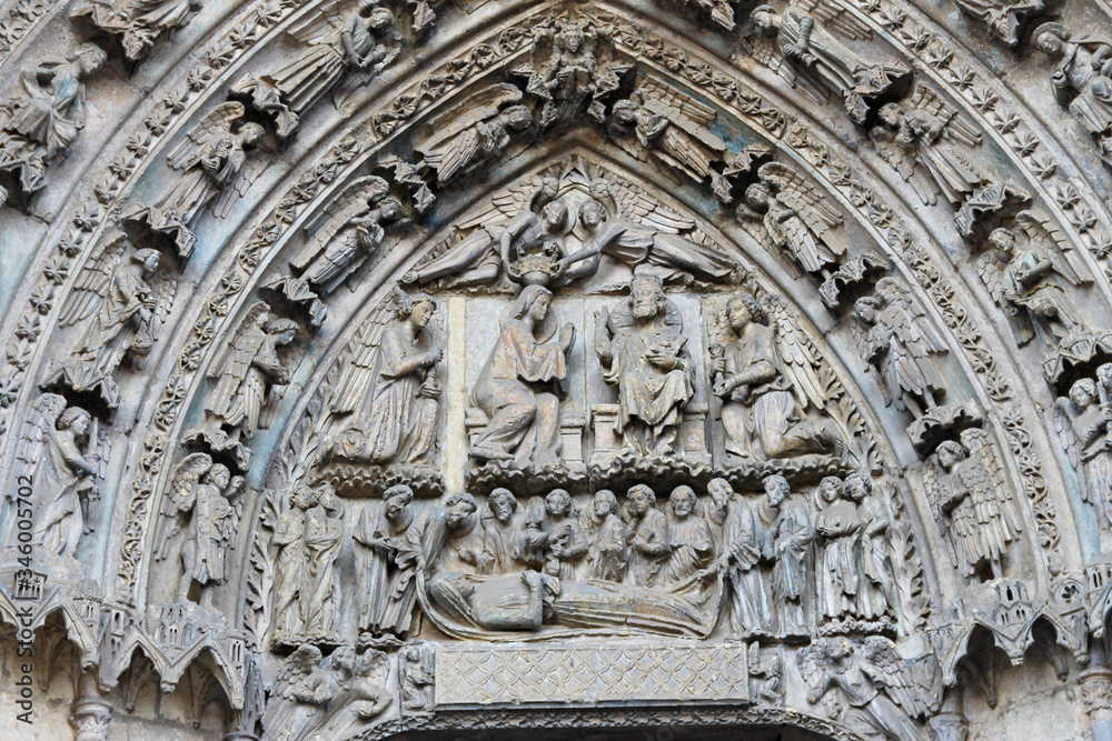 Detail of western porch facade León cathedral, this cathedral is one of the most relevant examples of the Gothic style in Spain.