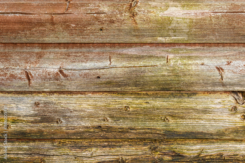 Old timber planks with knots and weathering. Grungy texture background