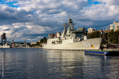 The Anzac-class frigates HMAS Stuart (front) and Parramatta (back) in Sydney, Australia