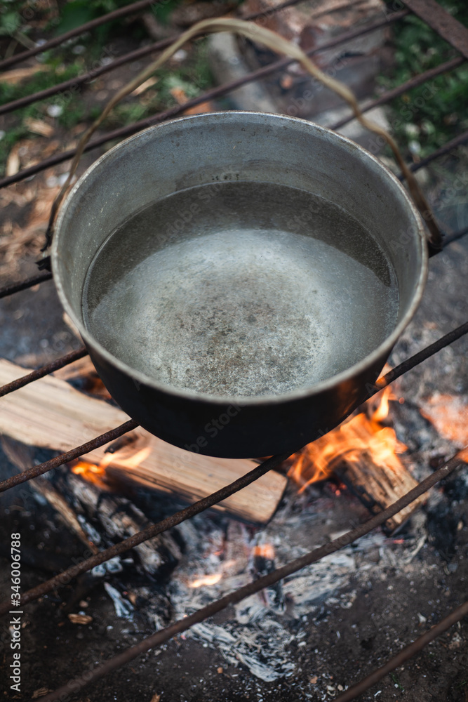 The process of cooking food. Cooking soup at the stake. The process of cooking food. Cooking soup at the stake.