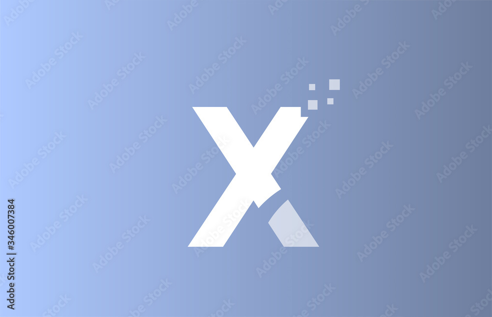 Obraz premium X white blue alphabet letter logo icon for business and company with pastel colour design