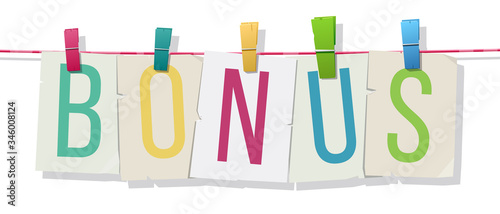 word Bonus attached to the rope with hairpins