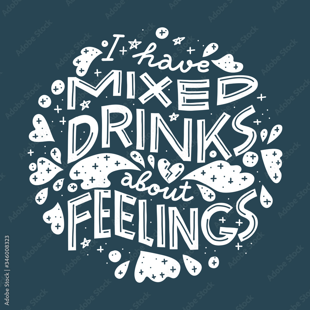Naklejka premium Funny drinking quote. Black and white, round shape