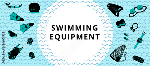 Swimming equipment horizontal banner