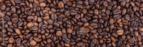 coffee beans background in banner format