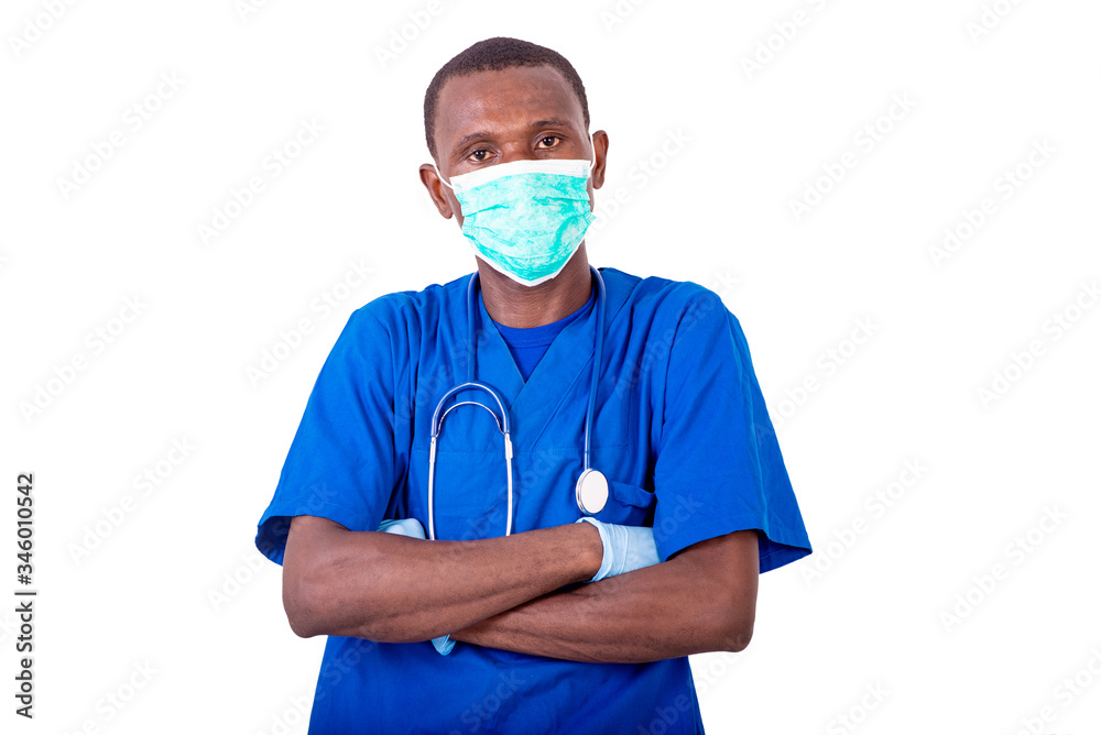 young male doctor crossing his arms. young male doctor crossing his arms.