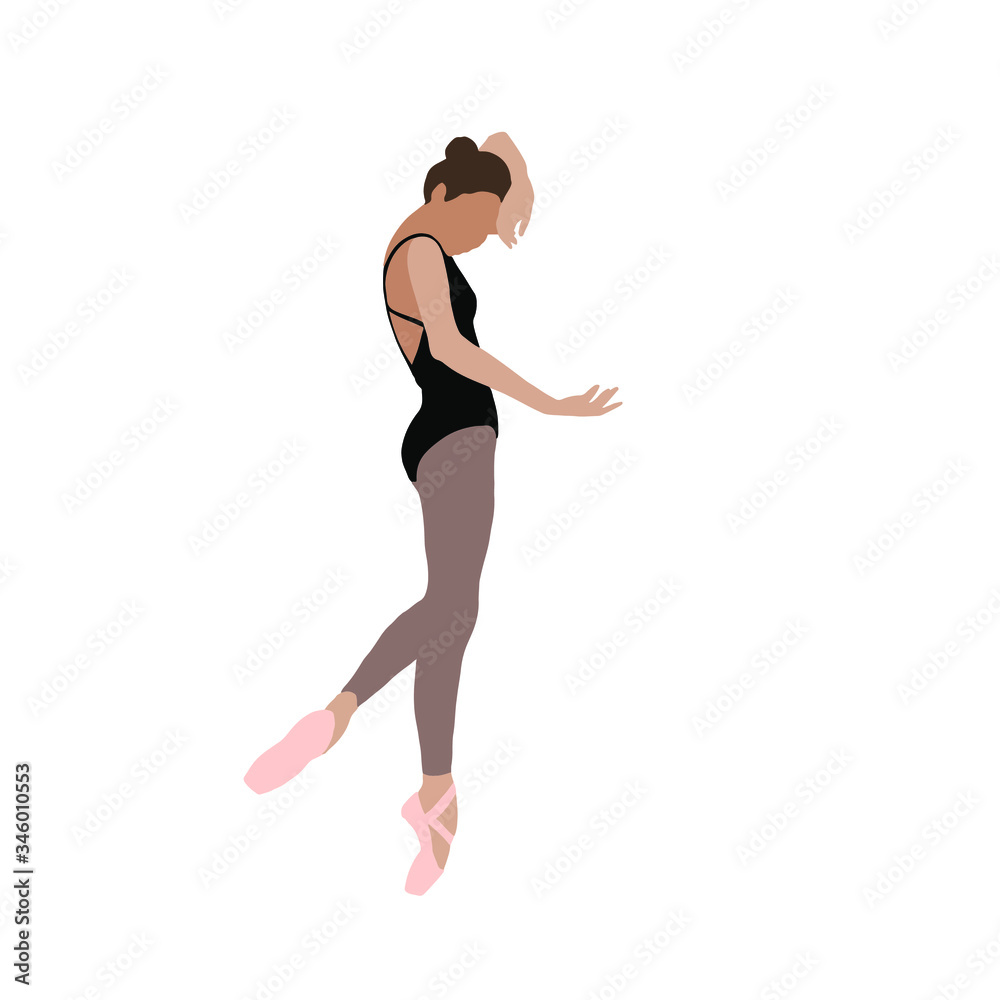 Flat illustration of a dancing ballerina. minimalistic illustration. Graceful dancer. Women's day. Vector illustration on white background. For cards, posters, stickers and professional design. Flat illustration of a dancing ballerina. minimalistic illustration. Graceful dancer. Women's day. Vector illustration on white background. For cards, posters, stickers and professional design.