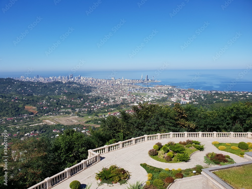 Naklejka premium Landscape view of daytime Batumi from mount Sameba Gora Sameba Georgia