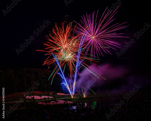 Fireworks over the Lake at a Golf Course