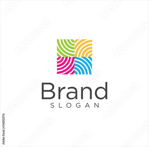 Square Crochet Logo Design Template, Knitting Logo Design, Tailor, sewing, needle, yarn For Handmade handicraft logo Colorful design Template