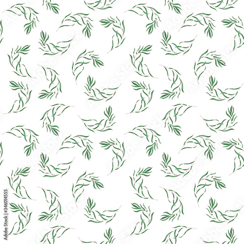 Ficus plant leaves seamless pattern on white. Textile and print design.