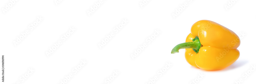 Sweet yellow pepper isolated on white background.Copy space for text. Banner Sweet yellow pepper isolated on white background.Copy space for text. Banner
