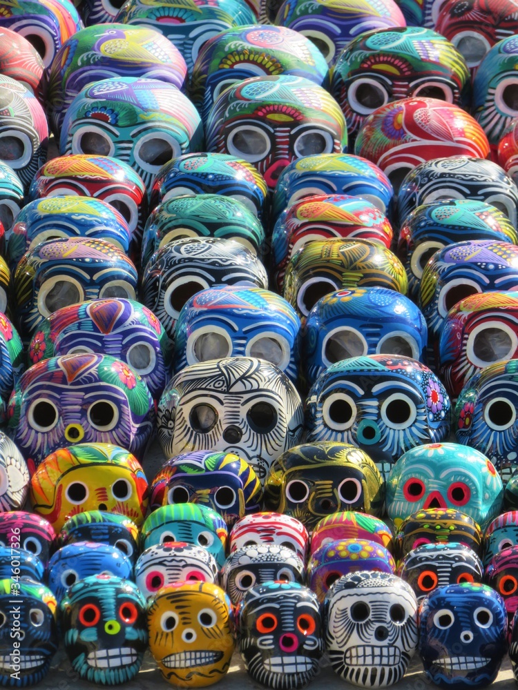 Colorful Mexican day of the dead skulls -  calaveritas