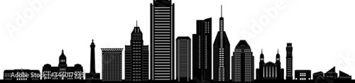 BALTIMORE MARYLAND City Skyline Silhouette Cityscape Vector
