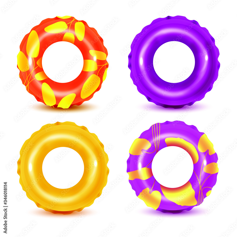 Set of swim rings on white background. Inflatable rubber toy for water and beach or trip safety.
Life saving floating lifebuoy for beach or ship, rescue belt for saving people. Vector illustration. Set of swim rings on white background. Inflatable rubber toy for water and beach or trip safety.
Life saving floating lifebuoy for beach or ship, rescue belt for saving people. Vector illustration.