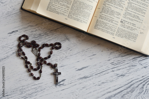 Rosary and a Bible photo