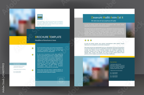 Blue business brochure flyer design print template, vector leaflet layout, annual report cover