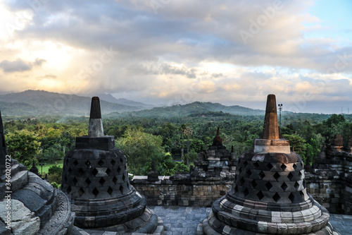 Cloudy morning on Borobudur temple
