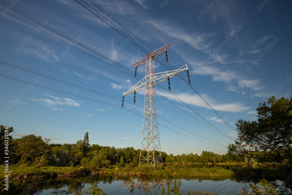 long-distance power grid across untouched land