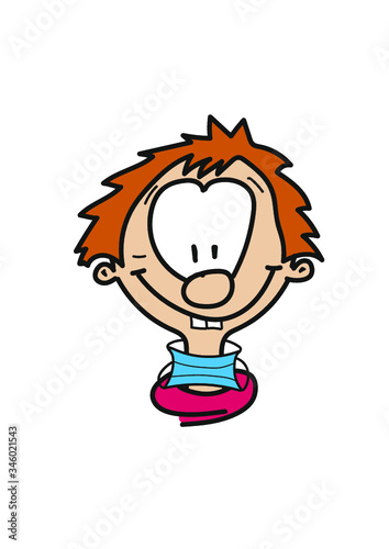 Cartoon character with mouth guard smiling