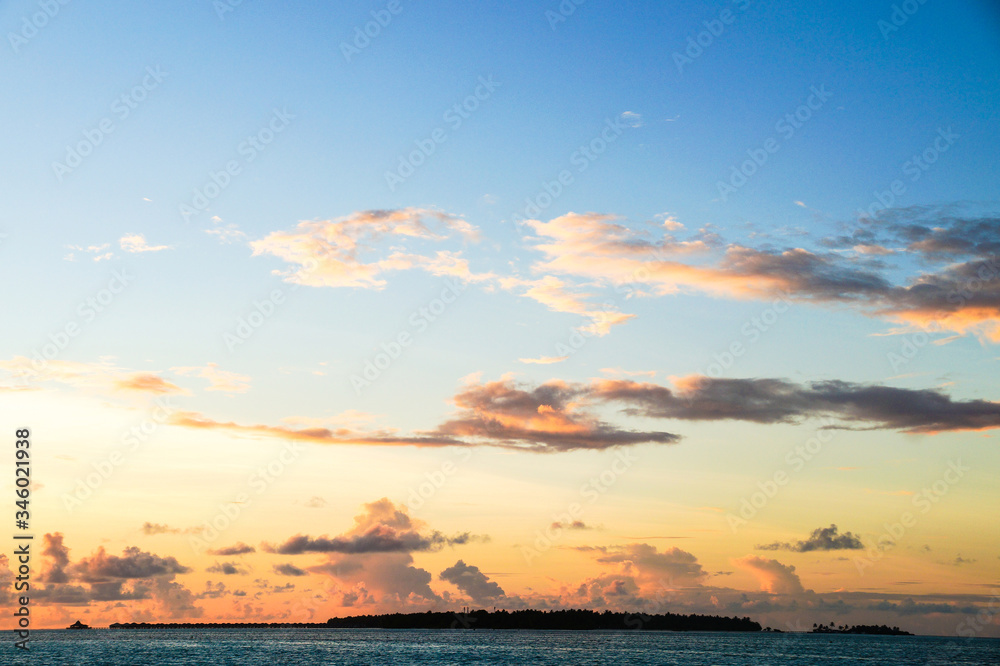 The beautiful sunset in the Maldives, Ari Atoll