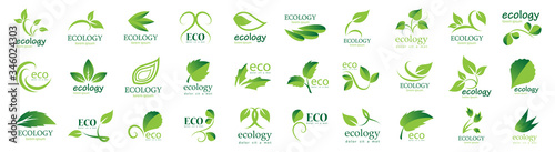 Collection Of Eco And Organic Logo Set - Isolated On White Background - Vector. Eco And Organic Logo Useful For Leaf Icon, Ecology Logo, Eco Symbol And Template Design. Ecology Tree Icons