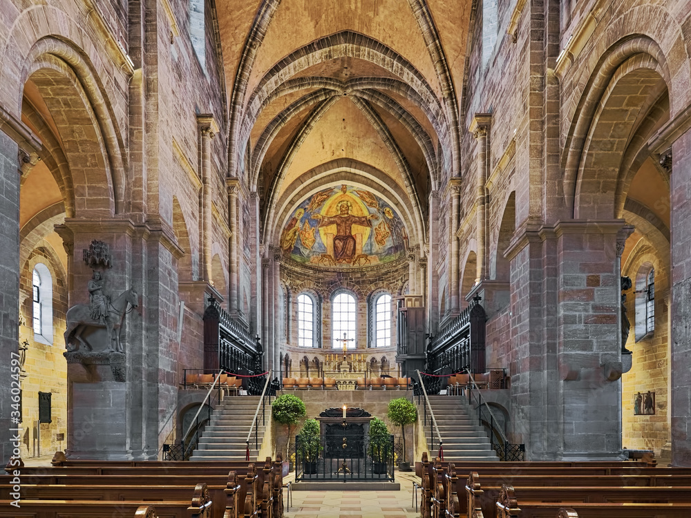 Bamberg, Germany. Eastern choir of Bamberg Cathedral. The Cathedral Church of St. Peter and St. George was founded in 1002. The current late Romanesque building was built in the 13th century.