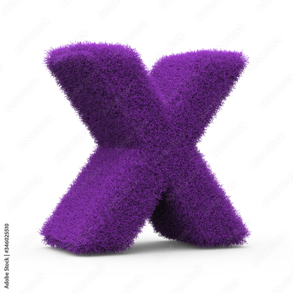 Uppercase X fluffy and furry letter, 3D rendering isolated on white background Uppercase X fluffy and furry letter, 3D rendering isolated on white background