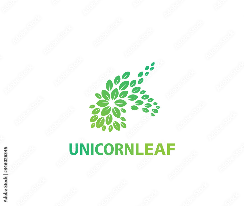 Unicorn leaf logo design