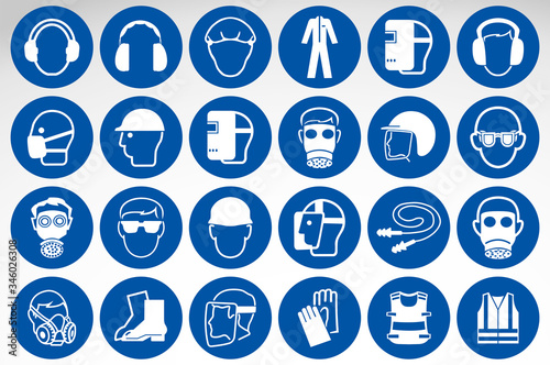 Fototapeta Required Personal Protective Equipment (PPE) Symbol,Safety Icon