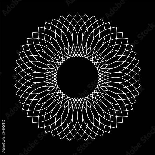 Circle lacy pattern. Lattice grid texture. Abstract design element.