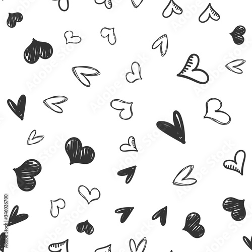 Heart doodles seamless pattern. Valentine's day love texture background. Hand drawn hearts illustrations. © Matias