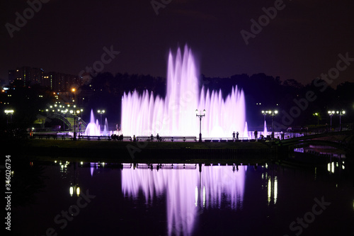 Night fountain show at Tsaritsyno Park photo