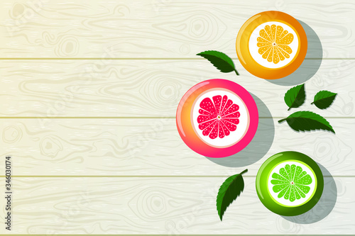bright summer background with citruses